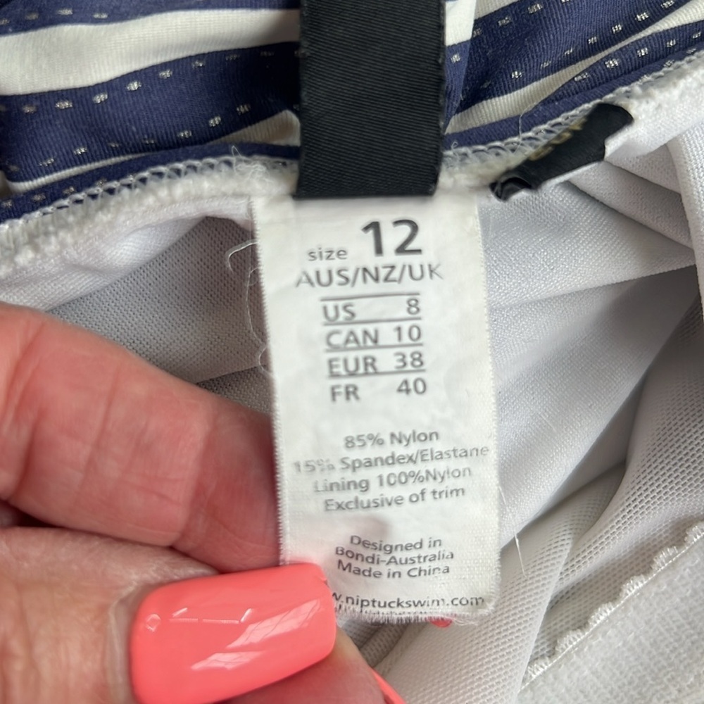 Nip Tuck Shirred Nautical Navy White And Silver S… - image 8